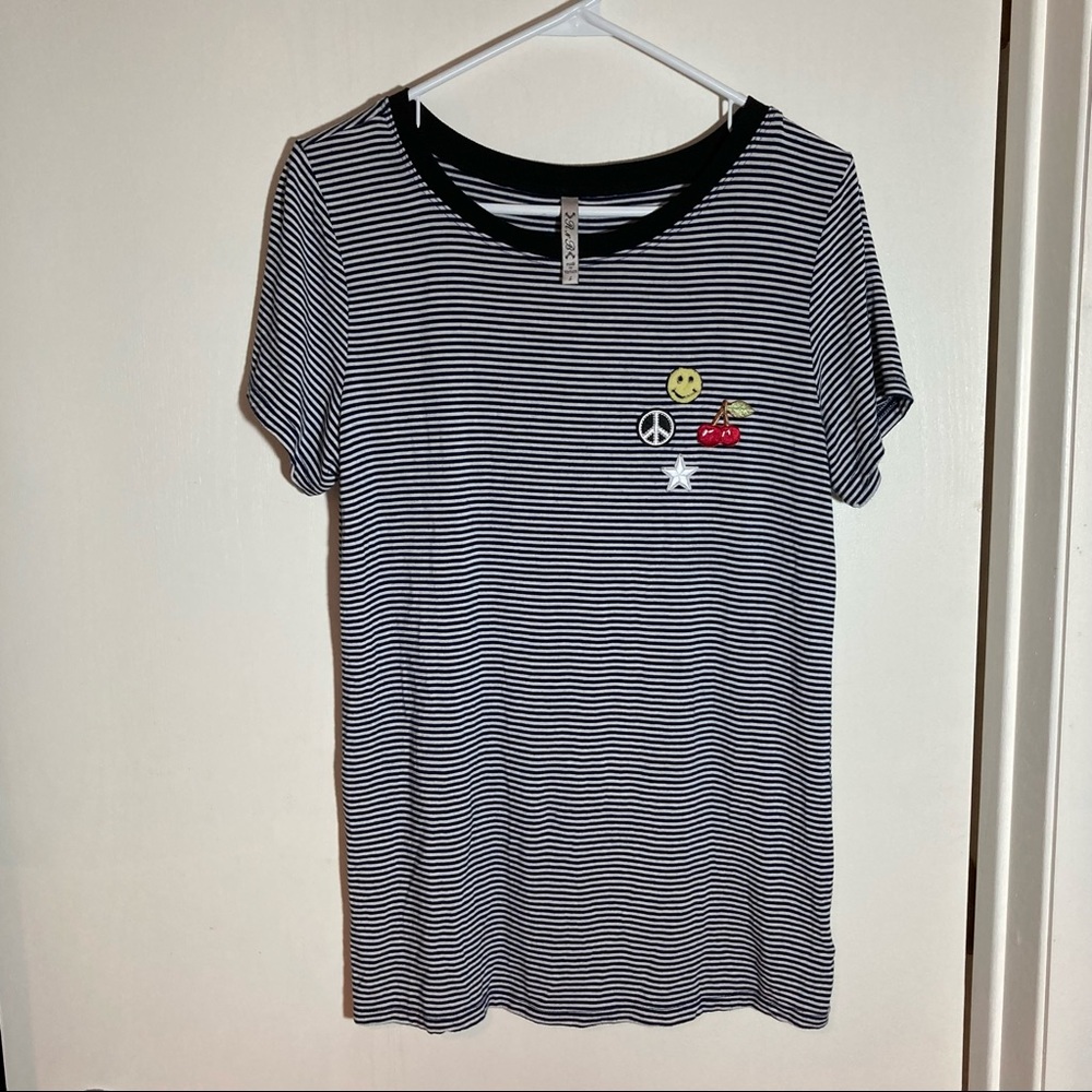 R n B striped top with‎ patches large